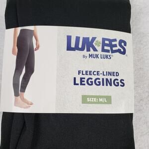 Muk Luks Women's Size M/L Fleece Lined Leggings Solid Black Neutral‎ Basic Comfy
